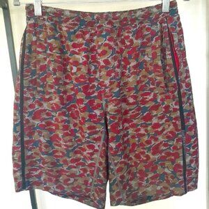 Lululemon Pace Breaker Shorts Mens Small 9" Long Gym Run Lined Camo Red Blue